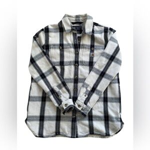 Carhartt Women’s Small Loose Fit Twill Shirt jacket black white Plaid Cotton